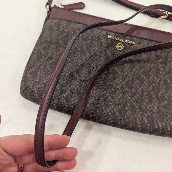 MICHAEL KORS Jet Set Charm Crossbody Large Pocket Messenger Merlot Burgundy Red - Picture 5 of 11